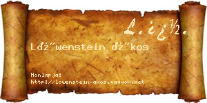 Löwenstein Ákos névjegykártya
